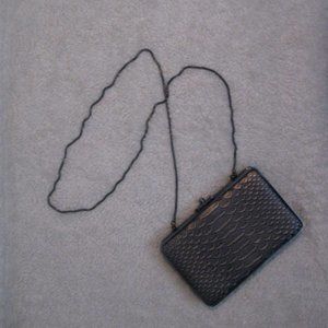 Henri Bendel Gray & Metallic Leather Rectangle Python Party Starter Bag